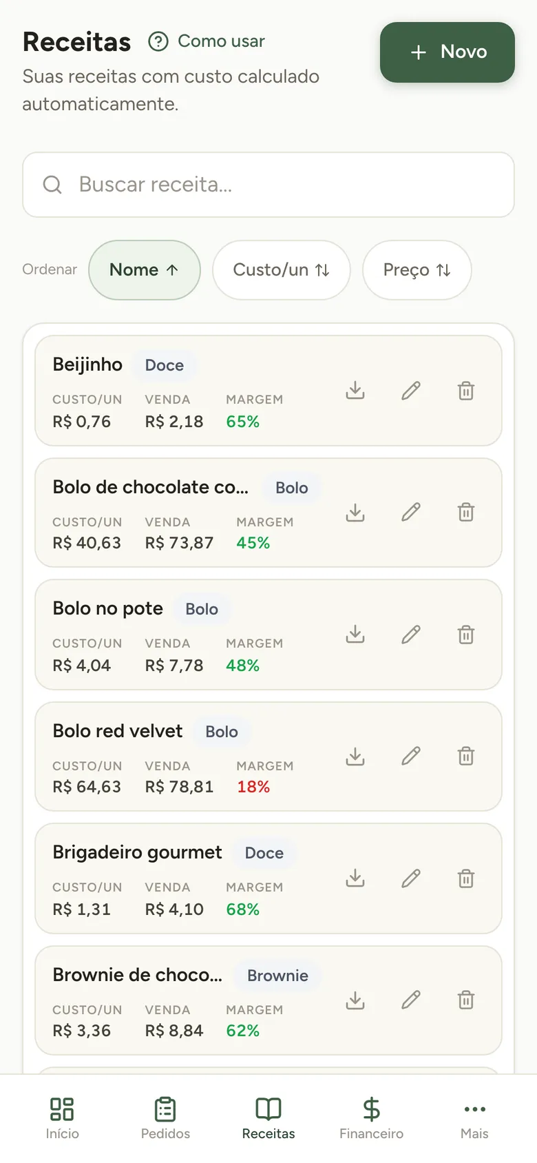Receitas do Doce Gestão no celular